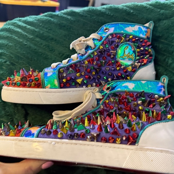 Christian Louboutin Spike Multicolor High Top Sneakers 39 - Picture 7 of 11